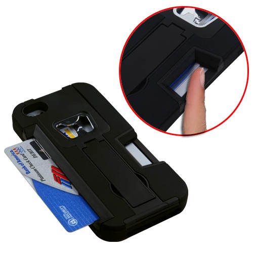 BEER BOTTLE OPENER HOLDER CASE COVER STAND IPHONE 5 5G with CREDIT CARD SLOT