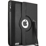 LEATHER 360 DEGREE ROTATING CASE COVER FOR IPAD 2