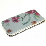 Stylish Flower Print flip leather case for iphone 5