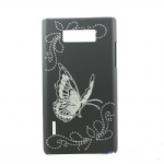 Black Laser Carved Butterfly Back Hard Case Cover For LG Optimus L7 P700 P705